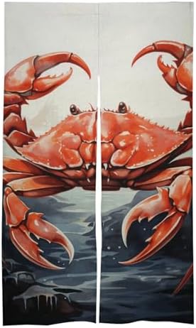 Red Crab Sea Split Door Curtain 17x57 Inch Panel Divider