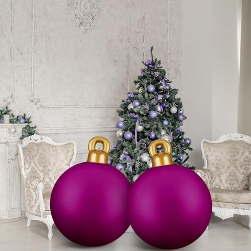 Jetec 4 Pcs 32 Inch Purple Inflatable Christmas Decor Ball