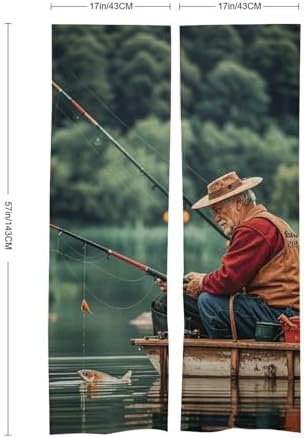 Fishing Lake Door Cover Curtain 57 X 17 Inches