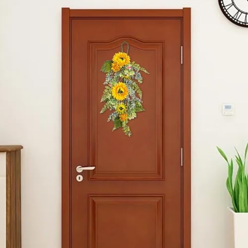 2755 Inch Artificial Yellow Sunflower Wall Hanging Wreath