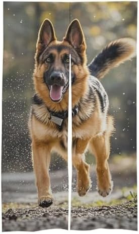Running German Shepherd Door Cover Curtain 57x17 Inches