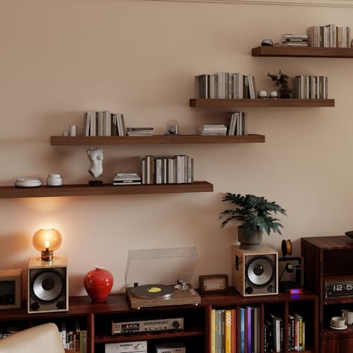 Modern Wooden Floating Wall Shelves Set of 2