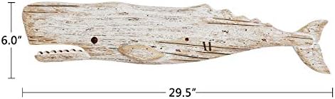 K KILIPES Wooden Whale Wall Hanging Nautical Decor