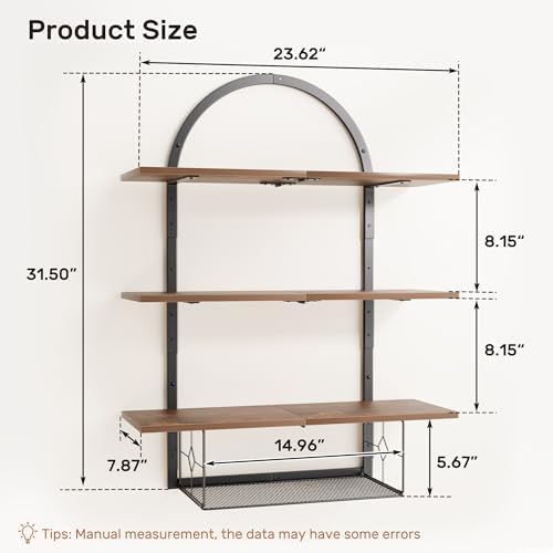 XLHOMO Floating Shelf Wall 24 Inch 31 Tier Rustic Brown