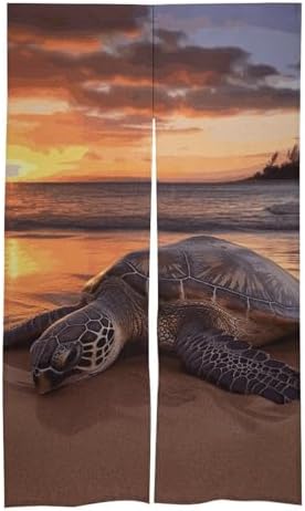Sea Turtle Sunset Split Door Curtain Panel