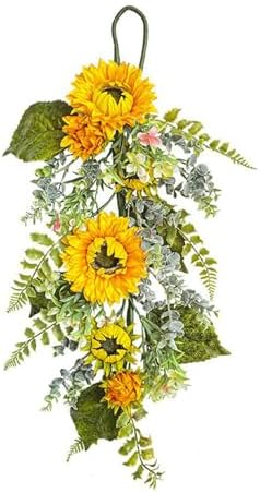 2755 Inch Artificial Yellow Sunflower Wall Hanging Wreath