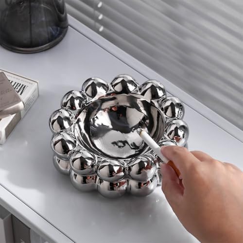 WAIT FLY Creative Bubble Ceramic Ashtray Silver