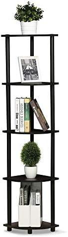 Furinno Turn-N-Tube 5 Tier Corner Shelf Dark Walnut