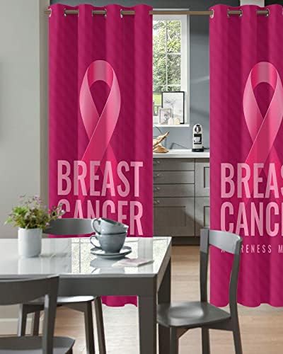 Breast Cancer Awareness Door Curtain with Pink String - 42x84 Inch Blackout Panels