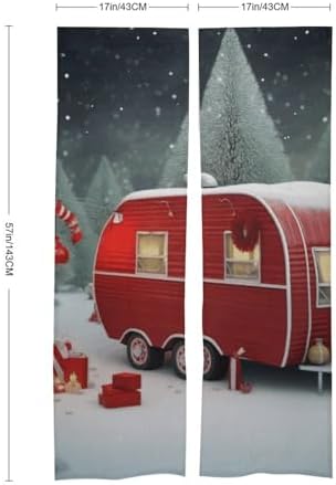 Christmas Red Camper Door Curtain Panel 17x57 Inch