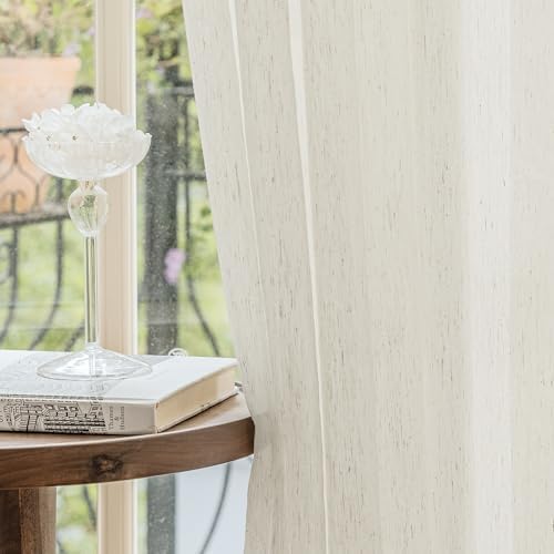 Linen French Door Curtains 2 Panels Set 52x40 Natural Flax Blend