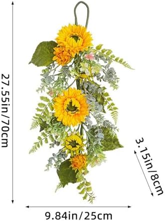 2755 Inch Artificial Yellow Sunflower Wall Hanging Wreath
