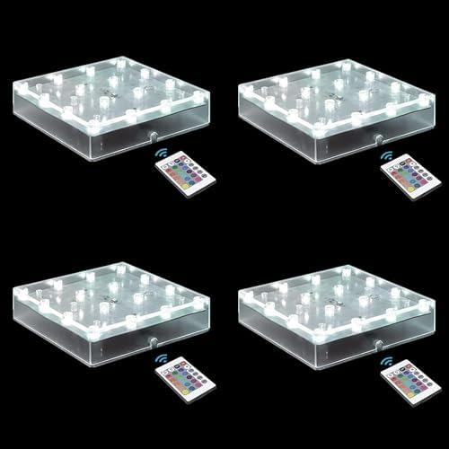 LARDUX 4-Pack Square LED Light Bases with Remote