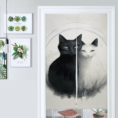 Two Cats Hugging Door Curtain 17x57 Inch Blackout Privacy Partition