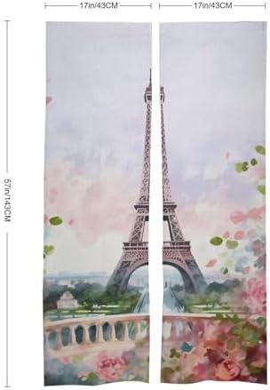Paris Eiffel Tower Door Curtain with Flowers
