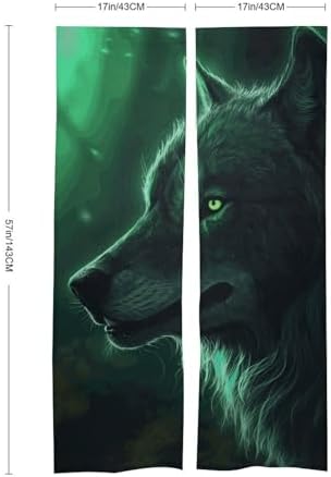 Green Wolf Door Cover Curtain 57x17 Inches