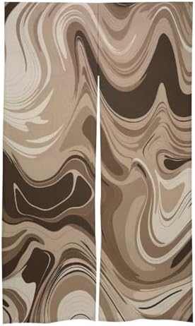 Taupe and White Split Door Curtain Panel 17x57 Inch Blackout Privacy Divider