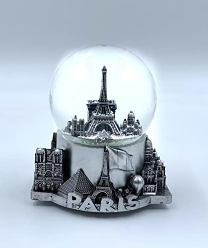 Paris Musical Snow Globe Romantic Gift Decor Silver