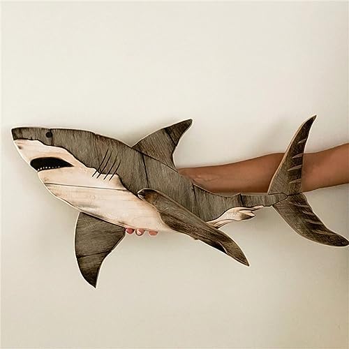 Wood Shark Wall Art Decor for Home Ocean Theme
