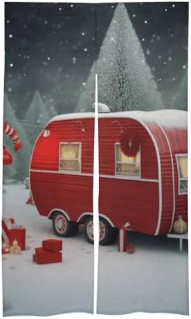 Christmas Red Camper Door Curtain Panel 17x57 Inch