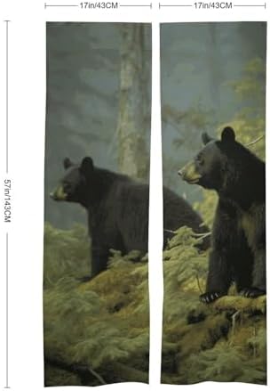 Black Bears Door Curtain Panel 17x57 Inch Split Door Divider
