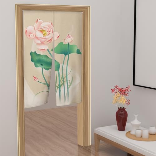 Pink Lotus Flower Door Curtain Noren Tapestry 335x473 In