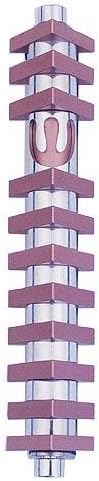 Agayof Medium Shin Mezuzah with 3D Stripes - Pink
