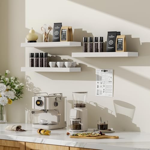 Modern Wooden Floating Wall Shelves Set of 2