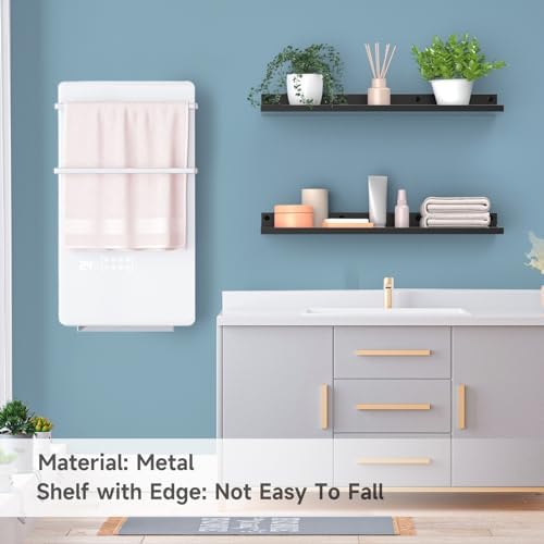 PEKGRIL 4 Pack Black Floating Metal Shelves Wall Mount 17x6 Inch