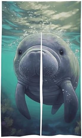 Cute Sea Animal Manatee Door Cover Curtain 57x17 Inches