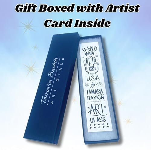 Sparkling Art Glass Mezuzah with Opal Blue Design