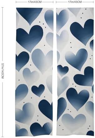 Navy Heart Door Curtain Panel 17x57 Inch Privacy Divider