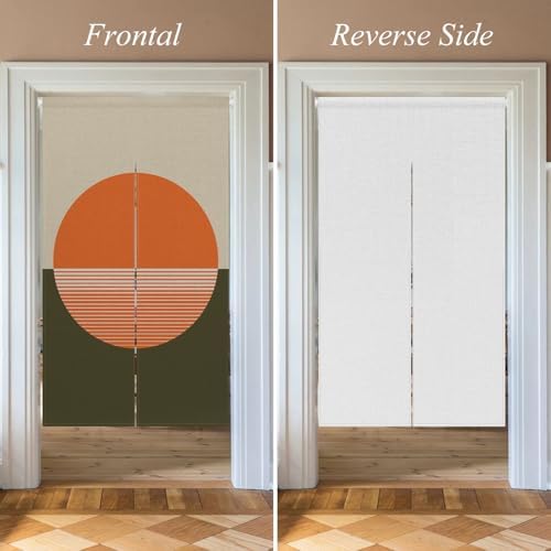 Leowefowa Japanese Style Noren Curtain Orange Sun Pattern 34x48