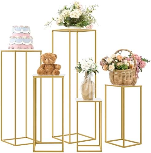 5 Pcs Gold Cylinder Stands for Party and Wedding Displays