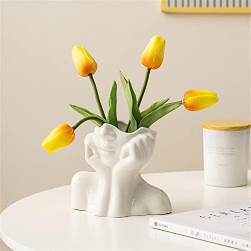 White Ceramic Face Vase Boho Modern Nordic Style