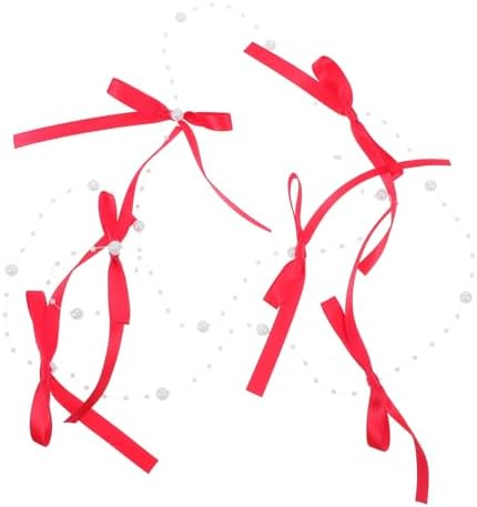 LOGOFUN Bow Bead String Curtain with Tassels Red