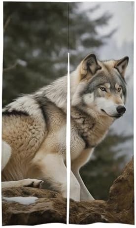 Snow Mountain Wild Wolf Door Cover Curtain 57x17 Inches