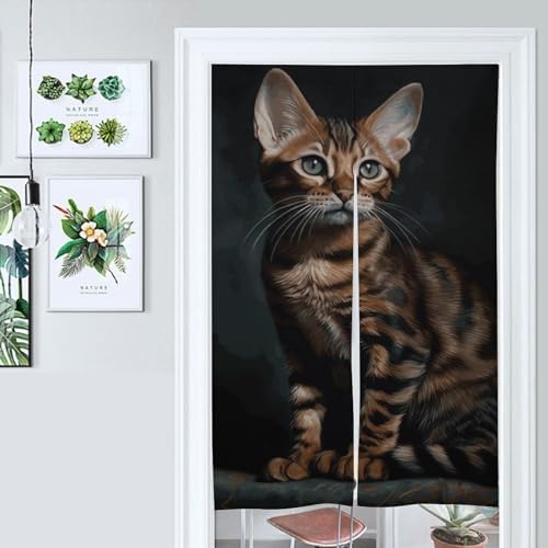 Bengal Cat Door Curtain Panel 17x57 Inch Split Door Divider