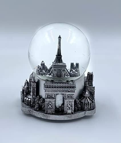 Paris Musical Snow Globe Romantic Gift Decor Silver