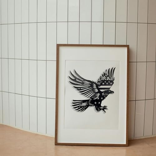 Patriotic Bald Eagle American Flag Metal Wall Art 30 Inches