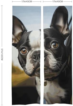 Puppy Dog Boston Terrier Door Curtain Panel - 17x57 Inch Blackout Divider