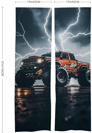 Monster Truck Black Sky Lightning Roar Door Cover Curtain