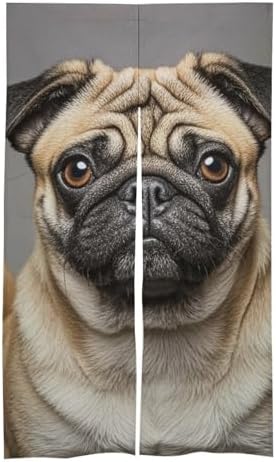 Animal Pug Door Curtain Panel 17x57 Inch Split Door Divider