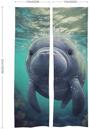 Cute Sea Animal Manatee Door Curtain Panel