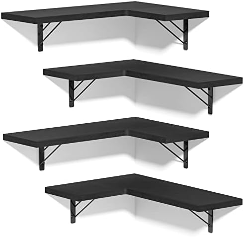 Love-KANKEI 4-Tier Floating Corner Shelves Black