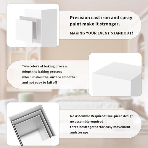 3Pcs White Cylinder Pedestal Stands for Parties