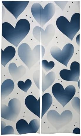 Navy Heart Door Curtain Panel 17x57 Inch Privacy Divider