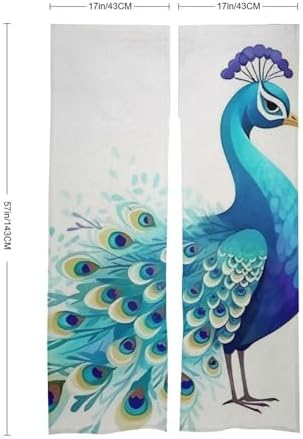Cartoon Blue Peacock Door Curtain Panel 17x57 Inch Split Door Divider