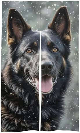 Black German Shepherd Door Curtain 57x17 Inches