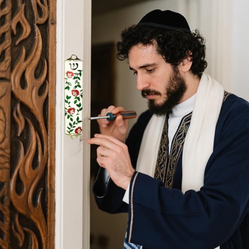 Mingzhang Exquisite Enamel Pomegranate Mezuzah with Crystal Accents